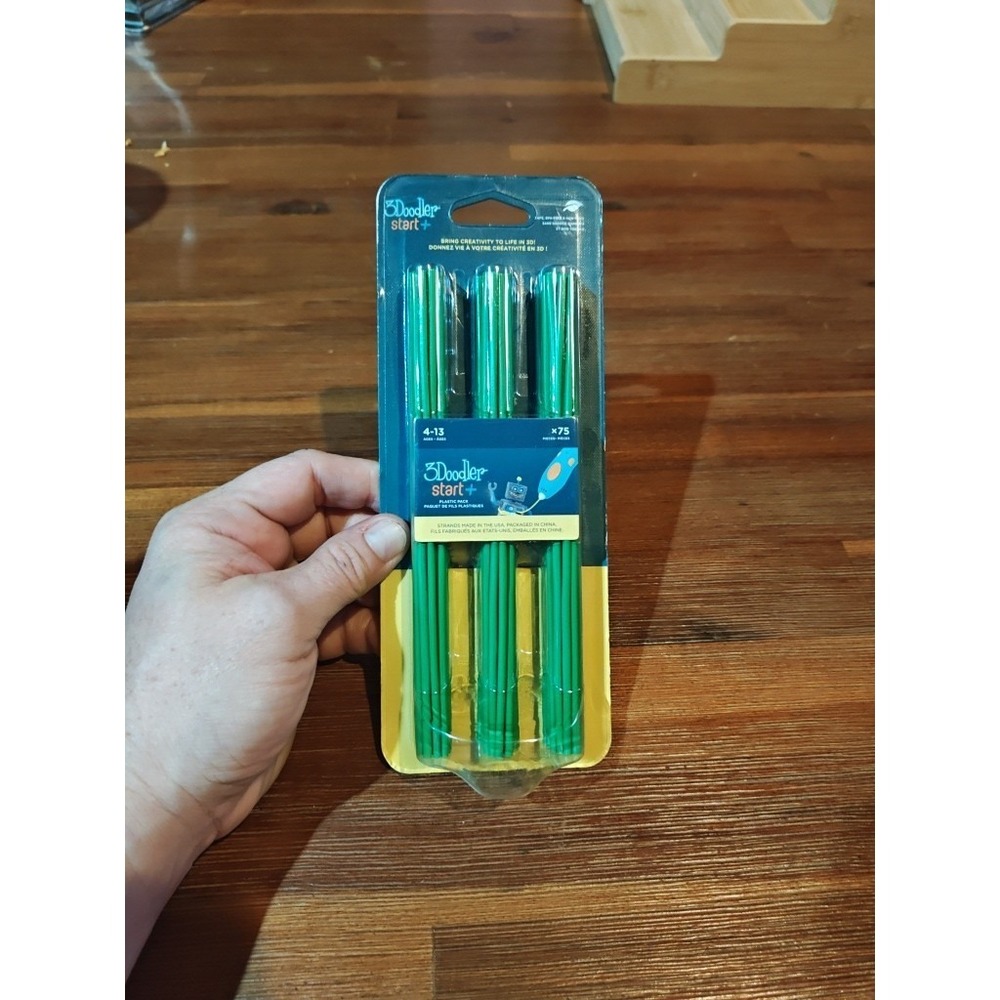 3Doodler Start 3D Printing Filament Refill Blister Pack 75 PCS Strands Green NEW